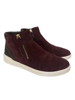 Cole Haan Women’s Suede Sneakers Grand Crosscourt Ankle Mid Top sz 8.5 B Maroon